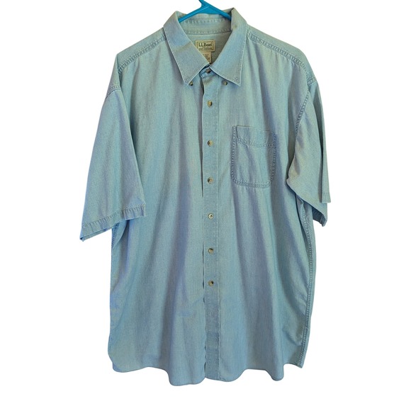 L.L. Bean Other - Vintage L.L. Bean Button Denim Shirt Mens XLT Trim Fit Tall Classic Workwear